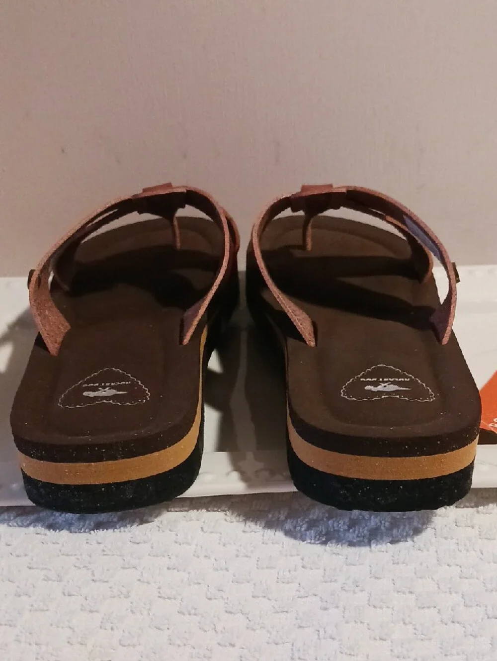 Rocket Dog ⚜️ Brown Vtg Leather Look Platform Wedge Slide/Flip Flop Sandals
